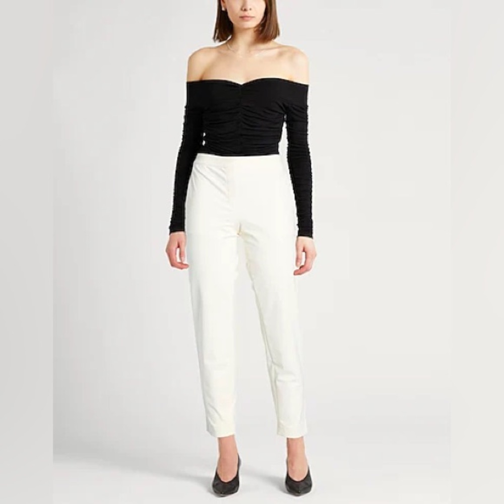 Theory Women's Thaniel Approach Stretch Cropped Slim Pant Pull-On White Size 0